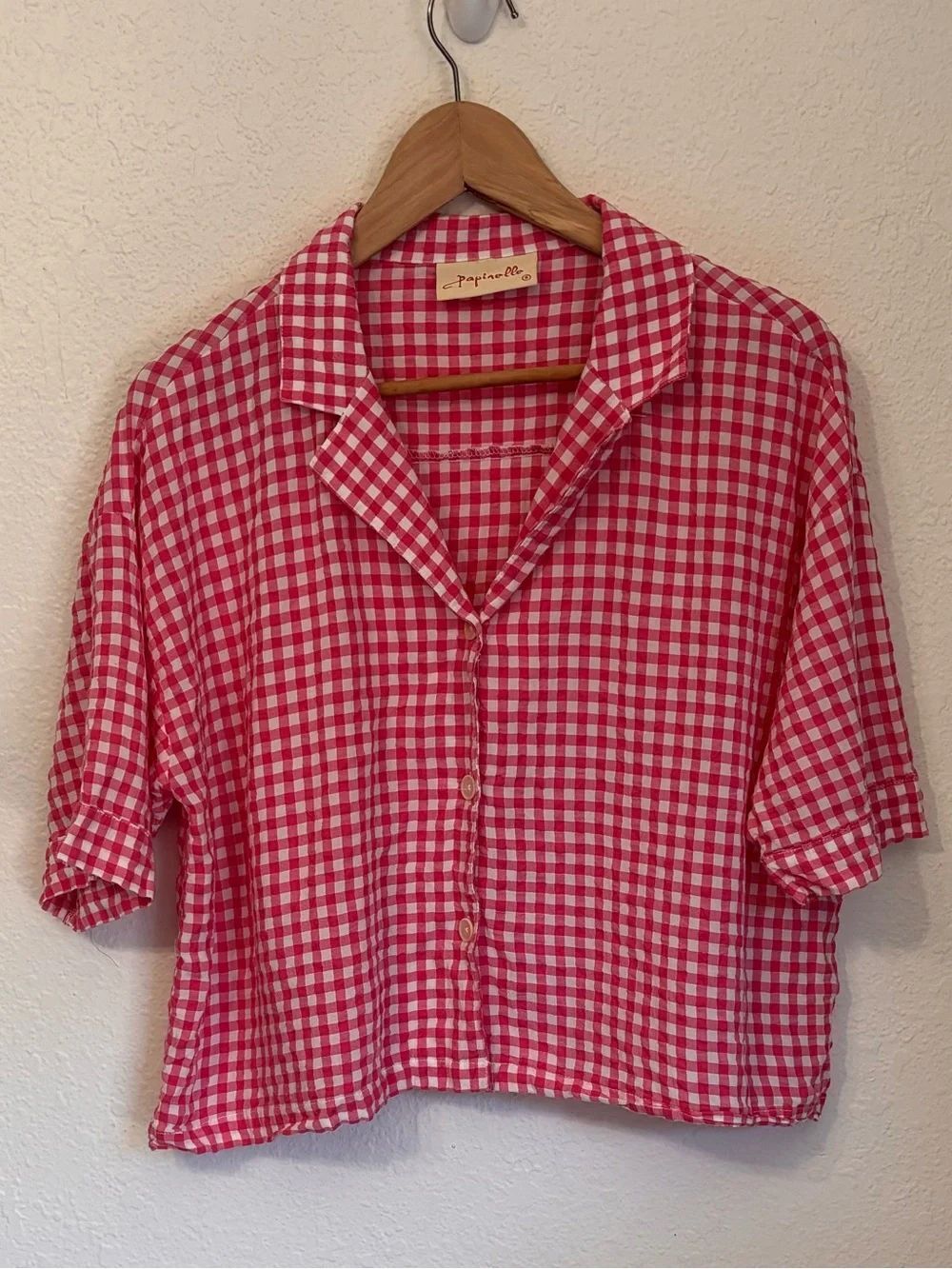 Papinelle Seersucker Gingham Pajama Top Small